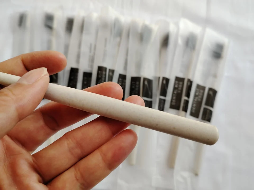 50 Pack Wheat Straw Travel Toothbrush Eco Friendly Recyclable Biodegradable Non Toxic Labeled Toothbrushes