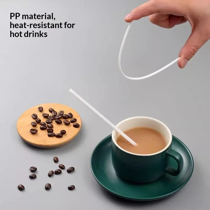 200pcs Food Grade Straws Environmentally Friendly and Biodegradable PLA Coffee Juice and Beverage Stirrer Disposable Fine Straws