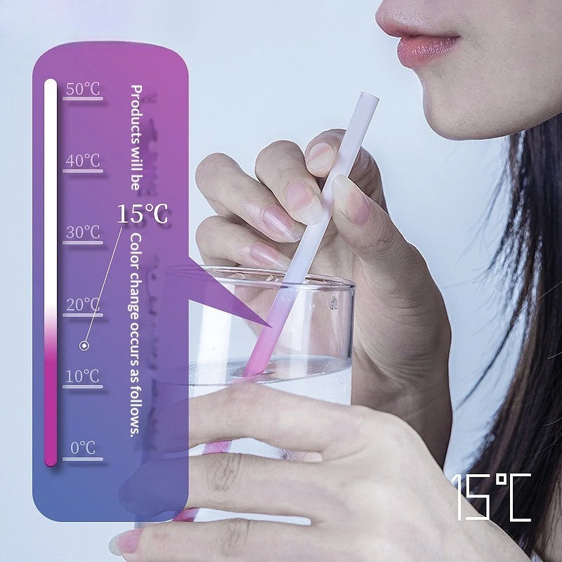Color Changing Straw Disposable Environmentally Friendly Biodegradable Independent Packaging PLA Juice Coffee Cold Drink Straw