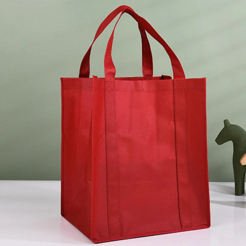 New Arrival Quality Reusable Foldable Button Shopping Bag  Non-Woven Tote Pouch Storage Handbag Grocery Eco Friendly Bags
