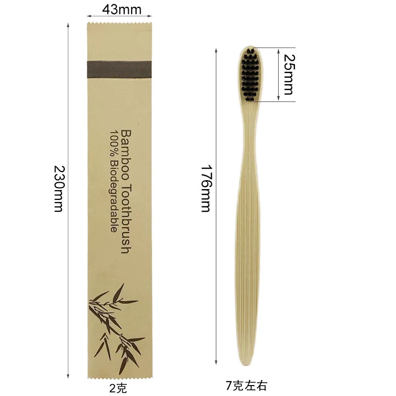 100pack Customized Laser Engraving Logo Bamboo Toothbrushes Portable Eco Friendly Adults Wooden Tooth Brush Hotel Supply product
