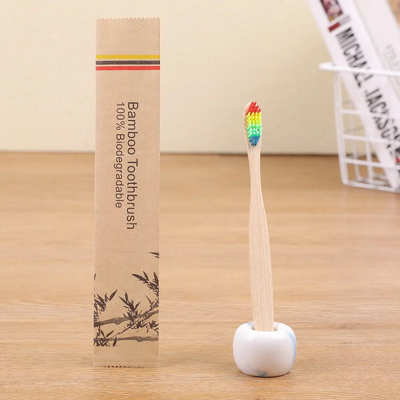 100pack Customized Laser Engraving Logo Bamboo Toothbrushes Portable Eco Friendly Adults Wooden Tooth Brush Hotel Supply product