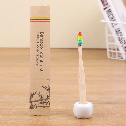 100pack Customized Laser Engraving Logo Bamboo Toothbrushes Portable Eco Friendly Adults Wooden Tooth Brush Hotel Supply product