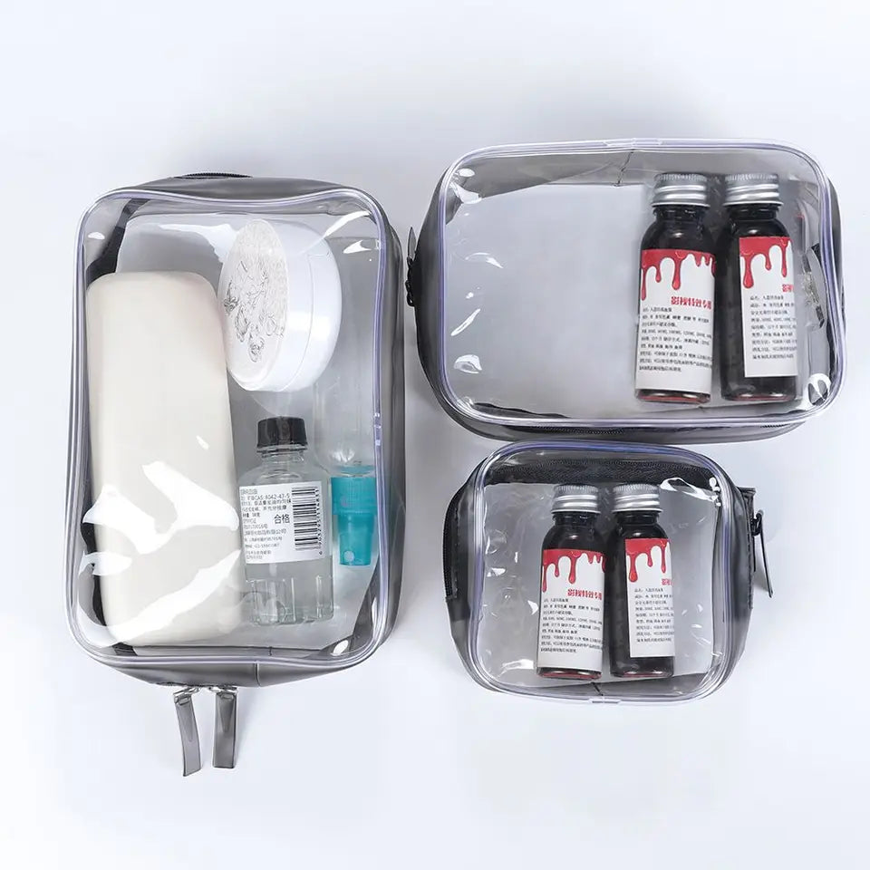 Environmental Protection Transparent Zipper Waterproof Toiletry Bag Cosmetic Bags Makeup Case Storage Pouch