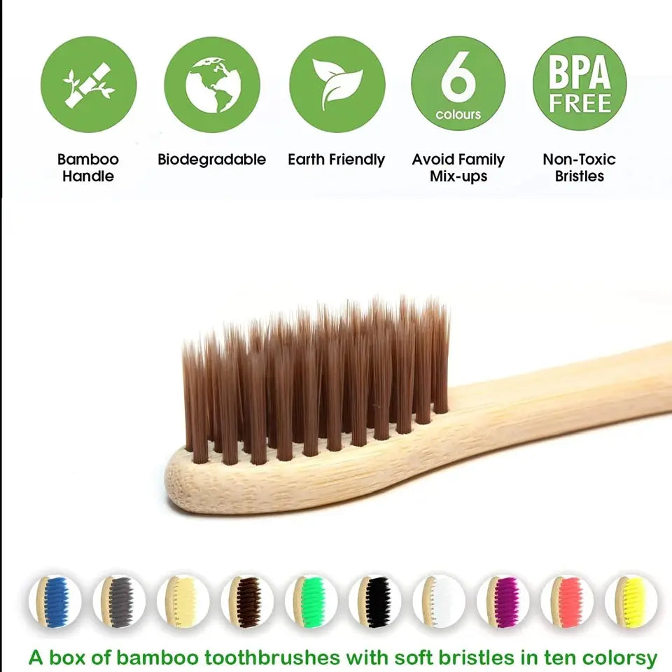 100pack Customized Laser Engraving Logo Bamboo Toothbrushes Portable Eco Friendly Adults Wooden Tooth Brush Hotel Supply product