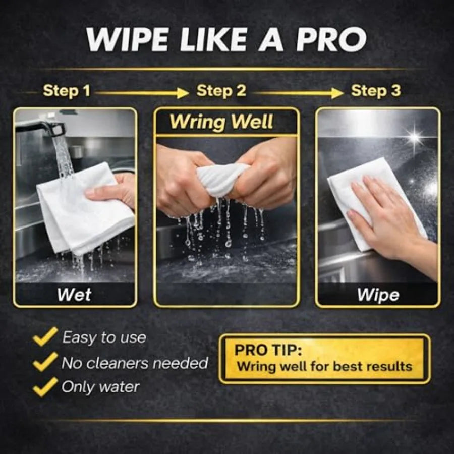 Streak Free Cleaning Cloth 3 Pack Clean Any Surface with Just Water Eco Friendly Environmentally Safe Perfect for Window, Mirro
