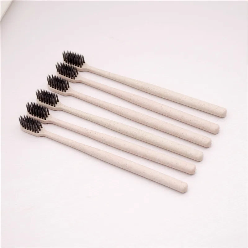 50 Pack Wheat Straw Travel Toothbrush Eco Friendly Recyclable Biodegradable Non Toxic Labeled Toothbrushes