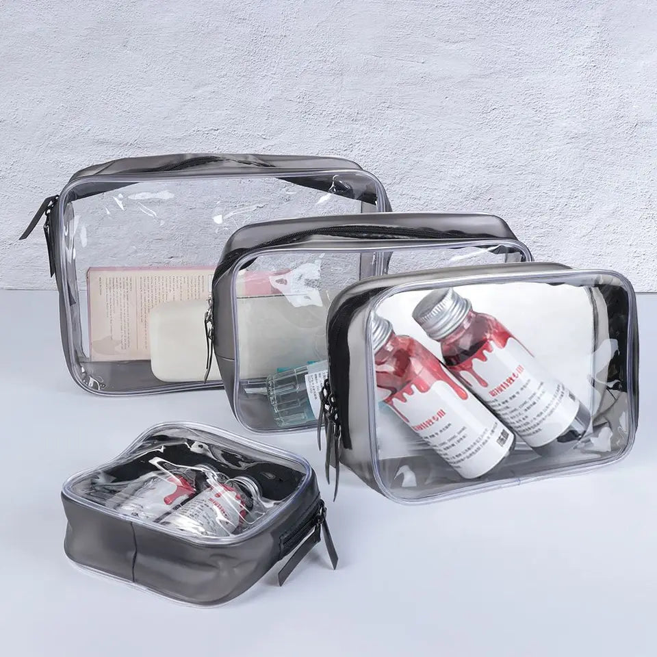 Environmental Protection Transparent Zipper Waterproof Toiletry Bag Cosmetic Bags Makeup Case Storage Pouch