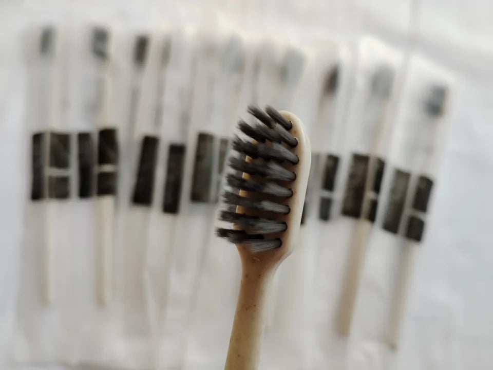 50 Pack Wheat Straw Travel Toothbrush Eco Friendly Recyclable Biodegradable Non Toxic Labeled Toothbrushes