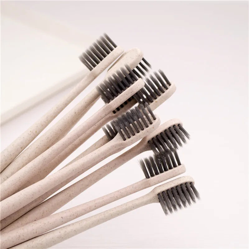 50 Pack Wheat Straw Travel Toothbrush Eco Friendly Recyclable Biodegradable Non Toxic Labeled Toothbrushes